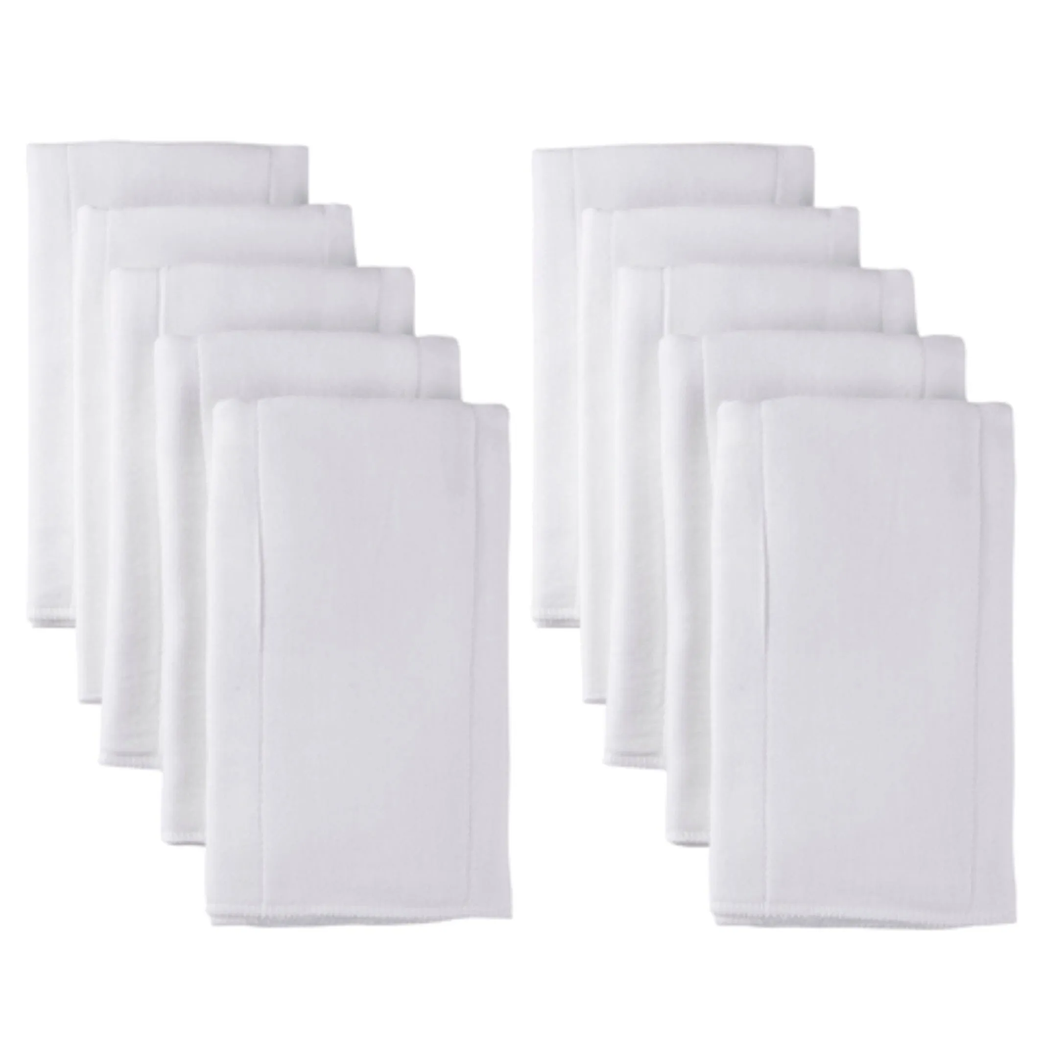 10-Pack Baby Neutral White Organic Prefold Gauze Diapers With Absorbent Pads