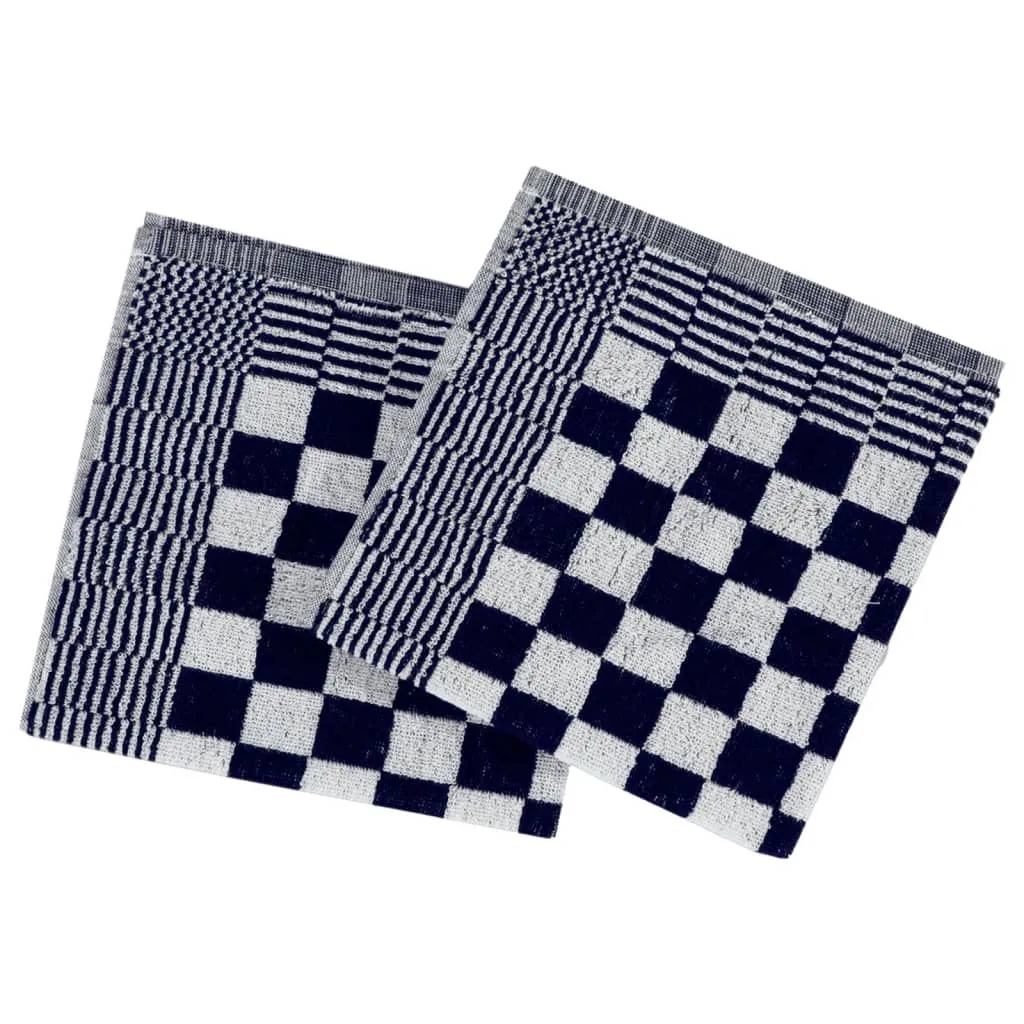 10 Piece Towel Set Blue and White Cotton