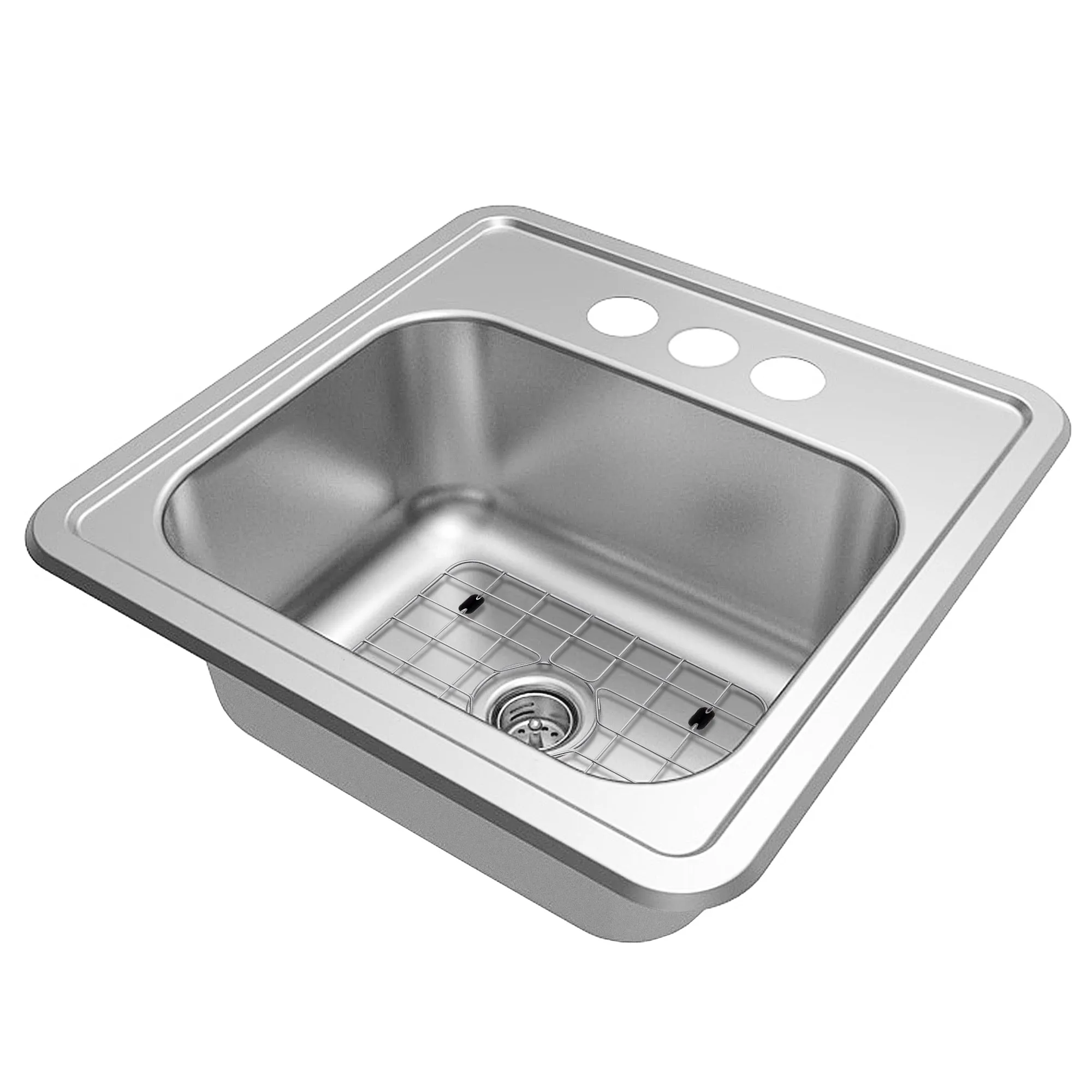 15" x 15" Top-Mount 22-Gauge Stainless Steel Sink - Miligore