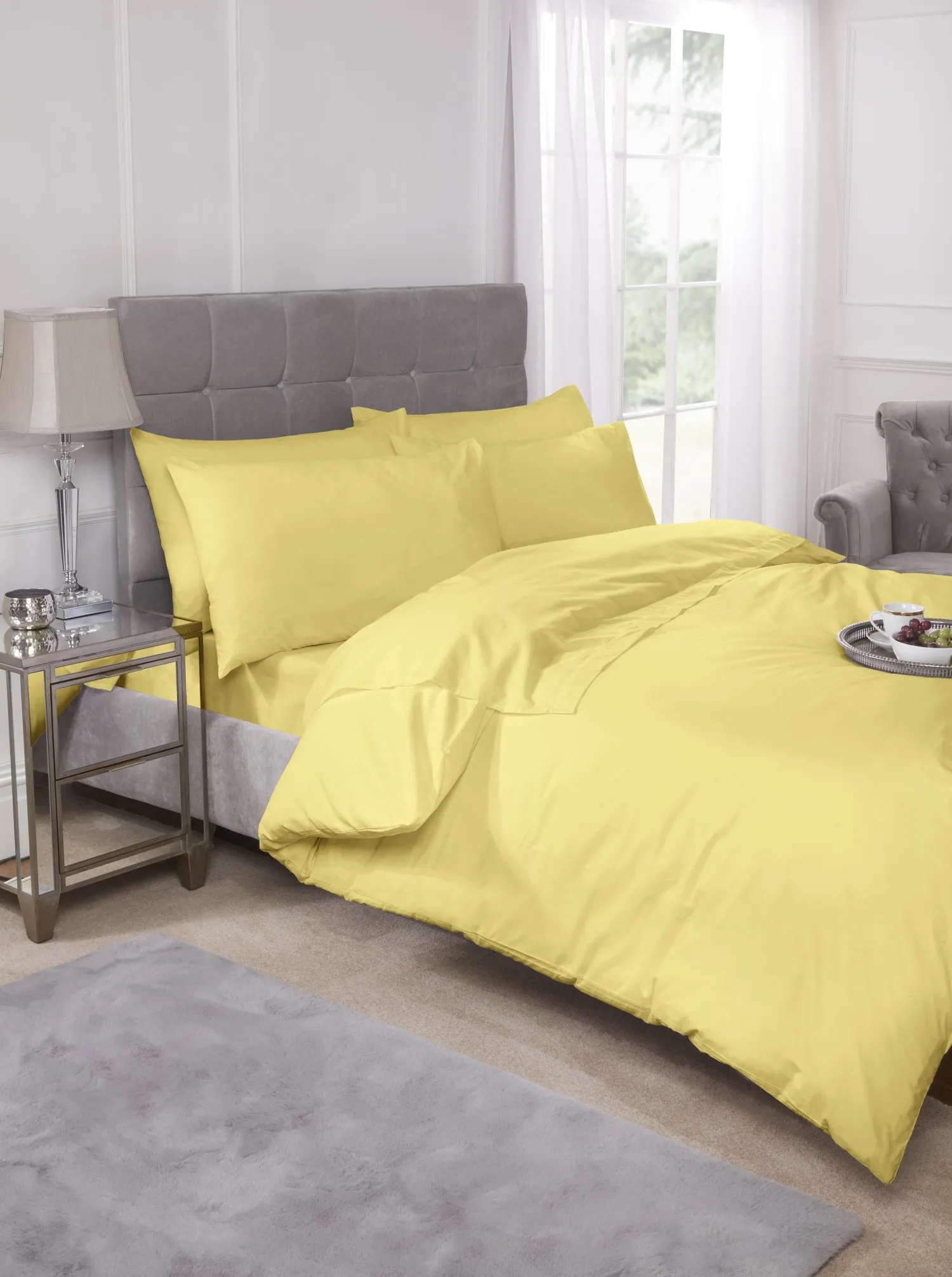 180 Thread Count Percale Fitted Sheet in Lemon