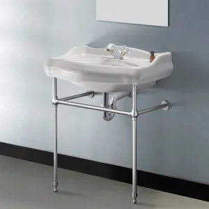 1837 Traditional Ceramic Console Sink With Chrome Stand