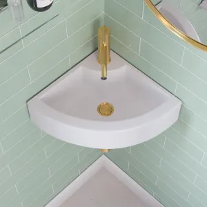 18"x13" Triangle Wall-Mount Sink, with Faucet Hole and Overflow