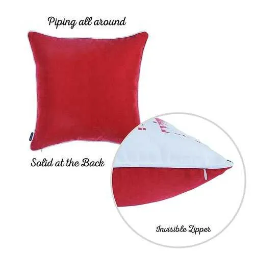 18"x18" Red Printed Christmas Decorative Throw Pillow Cover