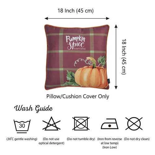 18"x18" Thanksgiving Pumpkin Printed Decorative Throw Pillow Cover