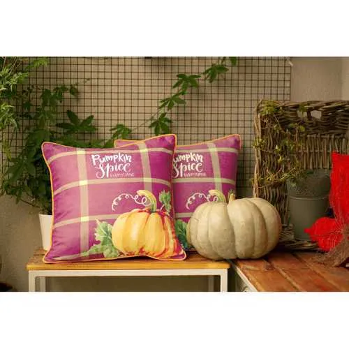 18"x18" Thanksgiving Pumpkin Printed Decorative Throw Pillow Cover