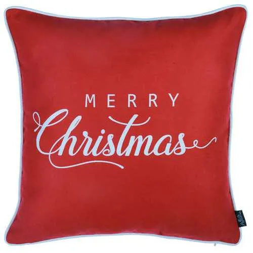 18"x18" White Quote Printed Christmas Decorative Throw Pillow Cover