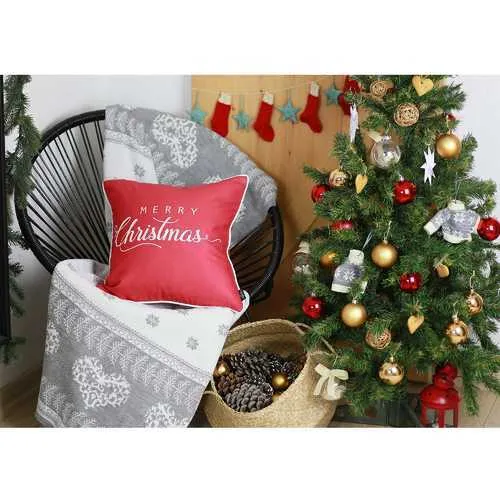 18"x18" White Quote Printed Christmas Decorative Throw Pillow Cover