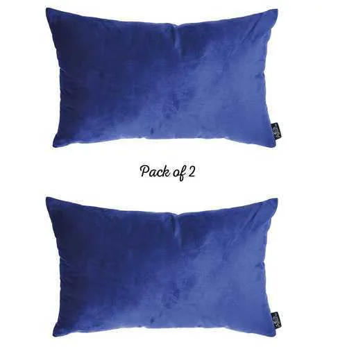 21"x14" Navy Blue Velvet Decorative Throw Pillow Cover 2 Pcs in set