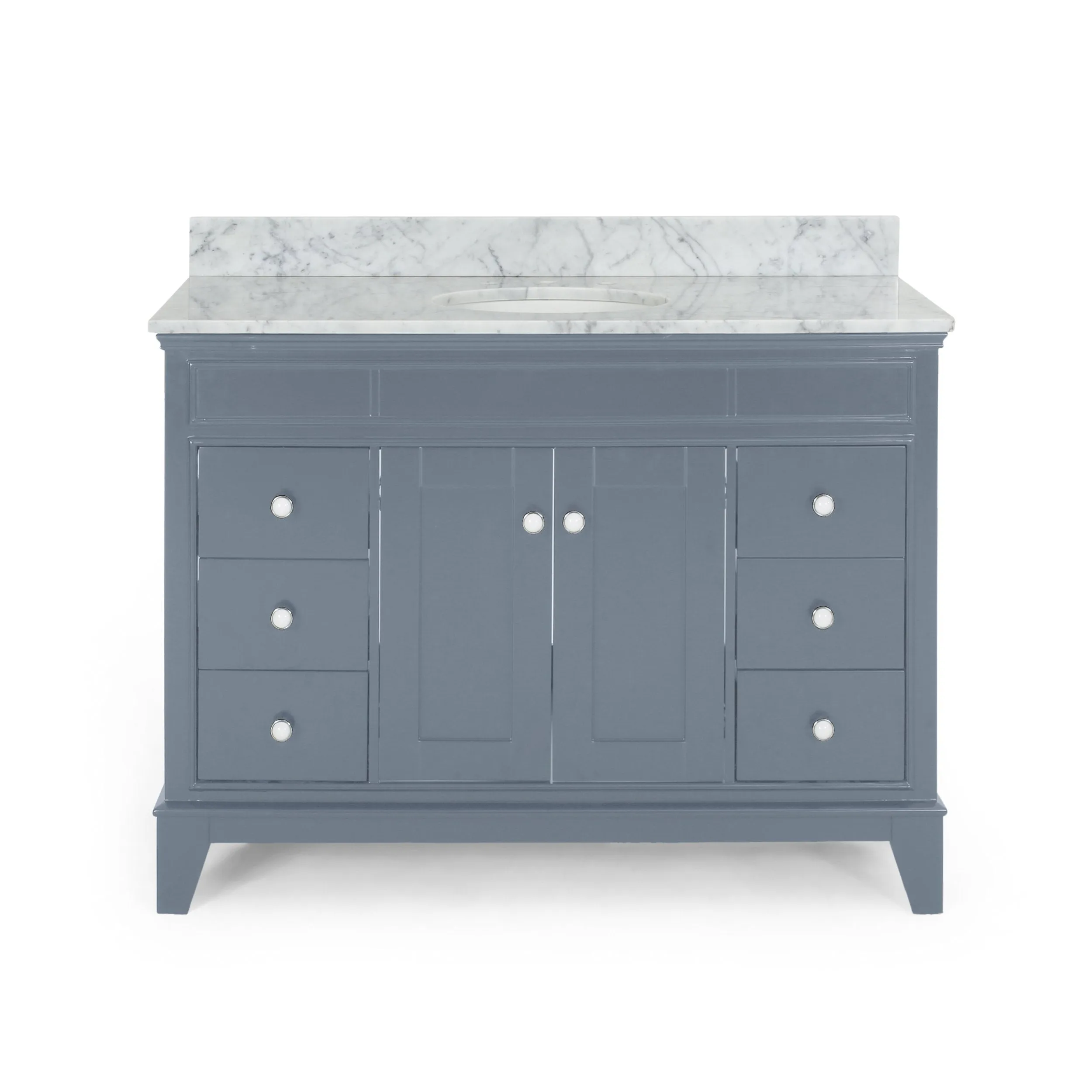 48" Wood Single Sink Bathroom Vanity with Marble Counter Top with Carrara White Marble - NH598703