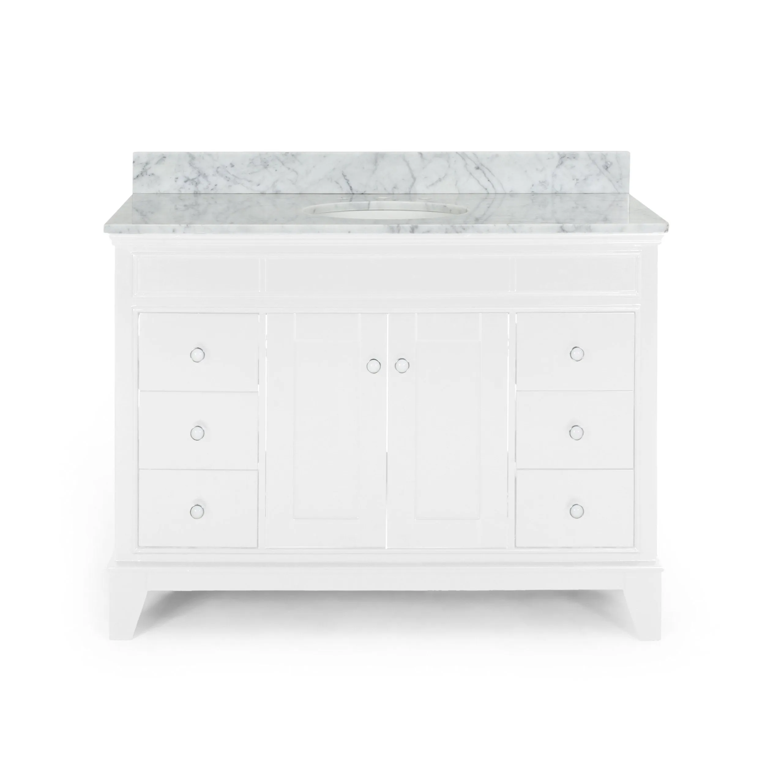 48" Wood Single Sink Bathroom Vanity with Marble Counter Top with Carrara White Marble - NH598703