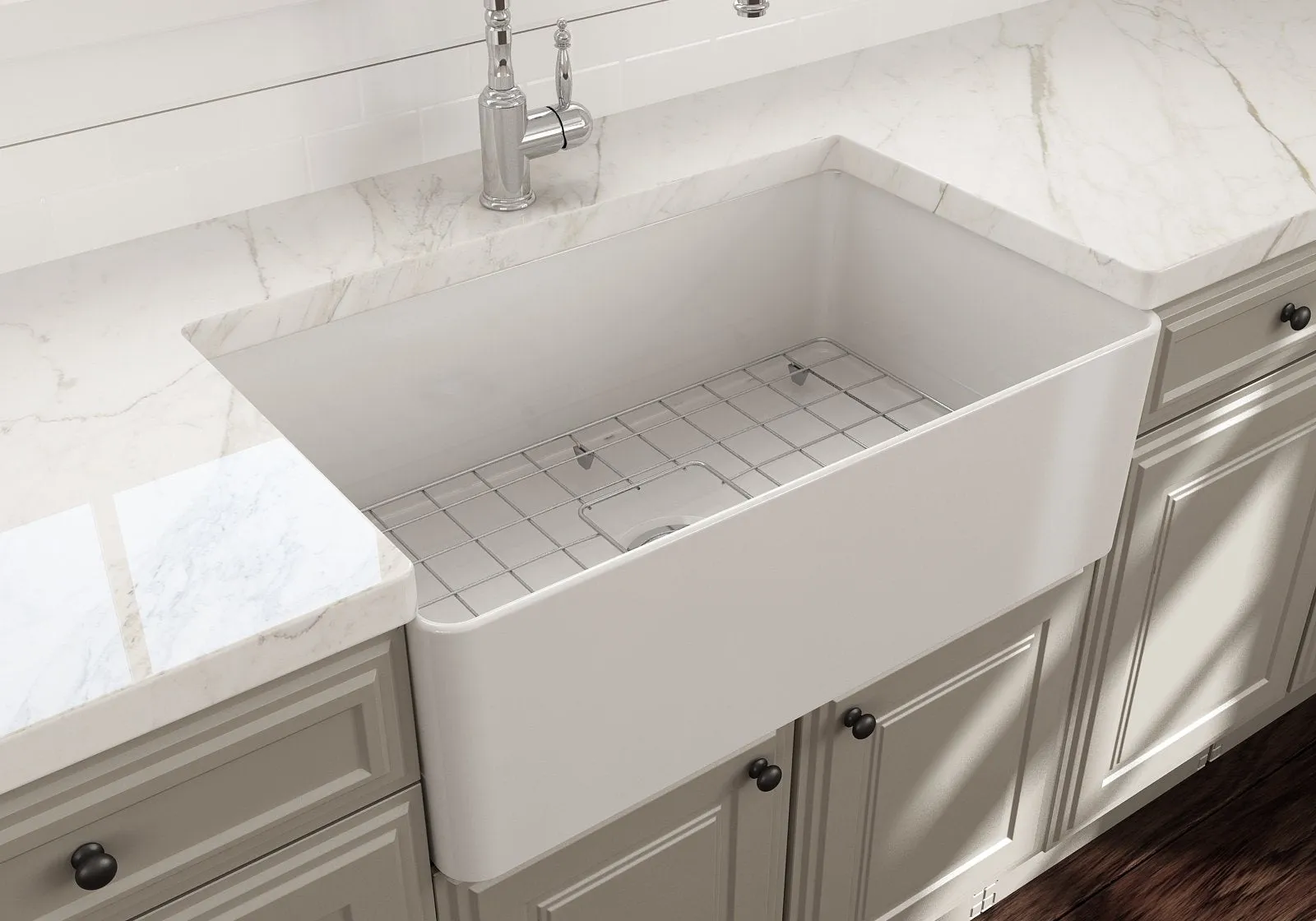 Aderci 30" x 18" x 10" Single-Basin Farmhouse Apron Front Kitchen Sink in White