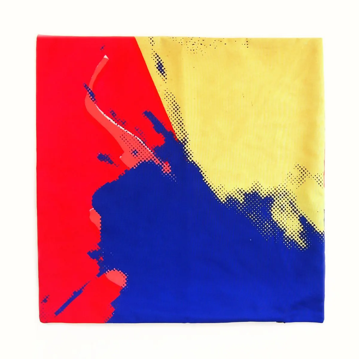 Andy Warhol Art Pillow in Red, Blue, & Yellow design by Henzel Studio