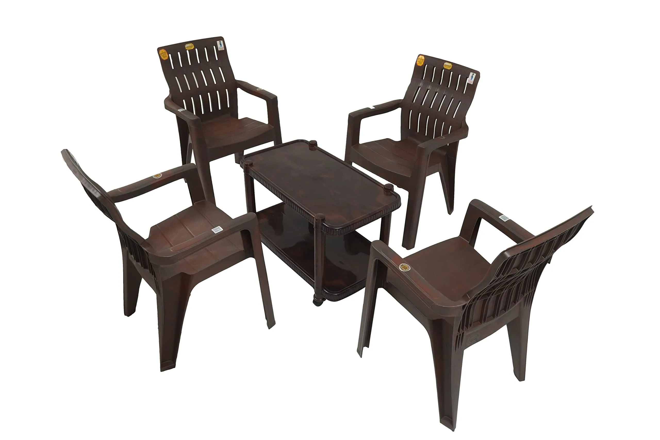 ANMOL Plastic Moulded Dinning Set 4 Ortho Chairs And 1 Table Heavy Duty (Weight Bearing Capacity 200 Kg) For Home Office Balcony Garden Resturant