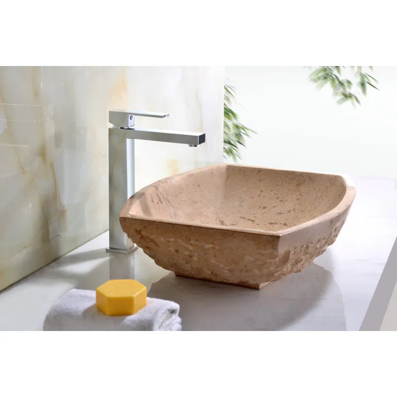 ANZZI Stoic Basin Vessel Sink in Classic Cream Marble