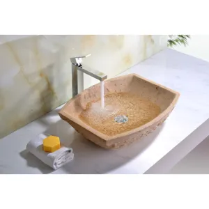 ANZZI Stoic Basin Vessel Sink in Classic Cream Marble