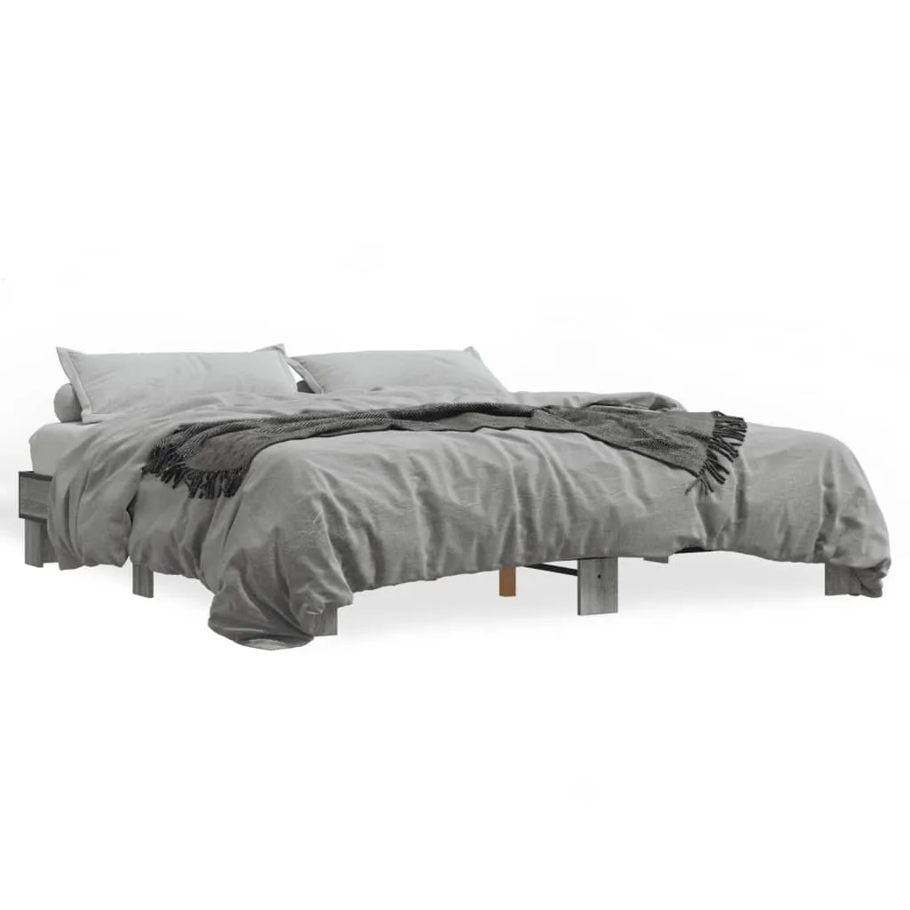 Bed Frame Grey Sonoma 180x200 cm Super King Engineered Wood and Metal