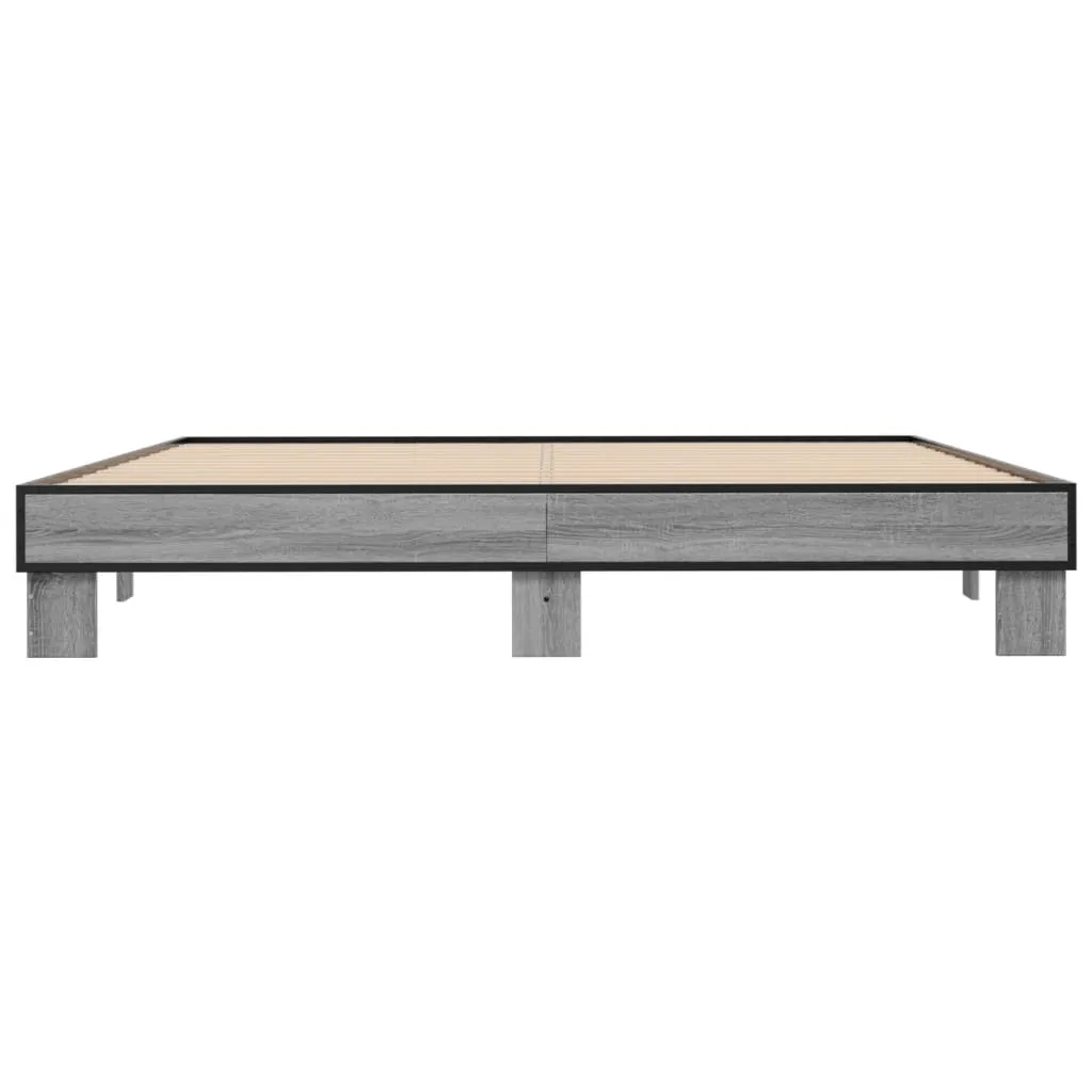 Bed Frame Grey Sonoma 180x200 cm Super King Engineered Wood and Metal