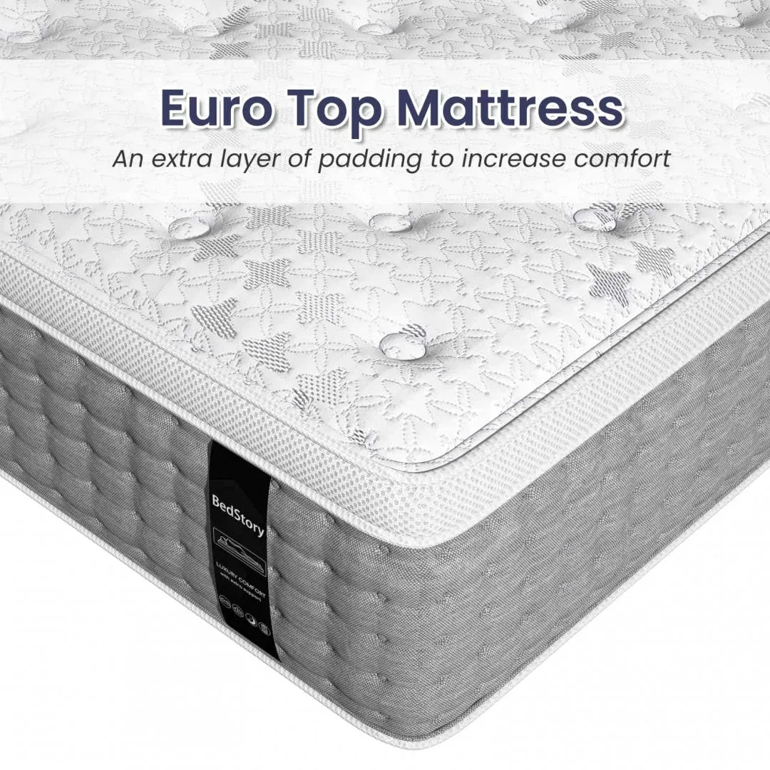 BedStory® 12 -14 Inch Euro-top Pocket Spring Hybrid Mattress