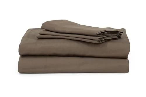 Belong 100% Organic Cotton 300 TC Queen/Double Size Premium Bedsheet with 2 Pillow Covers, Plain Bedsheet 94'' X 104" inch (Brown)