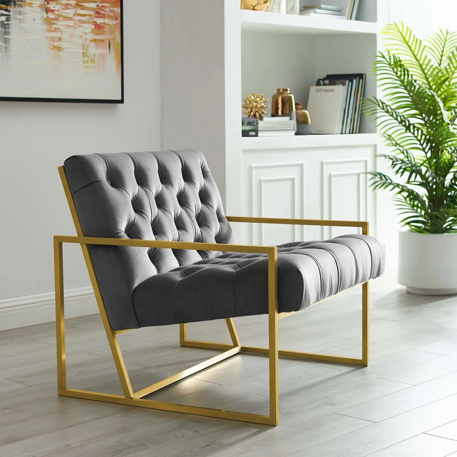 Bequest Gold Stainless Steel Performance Velvet Accent Chair