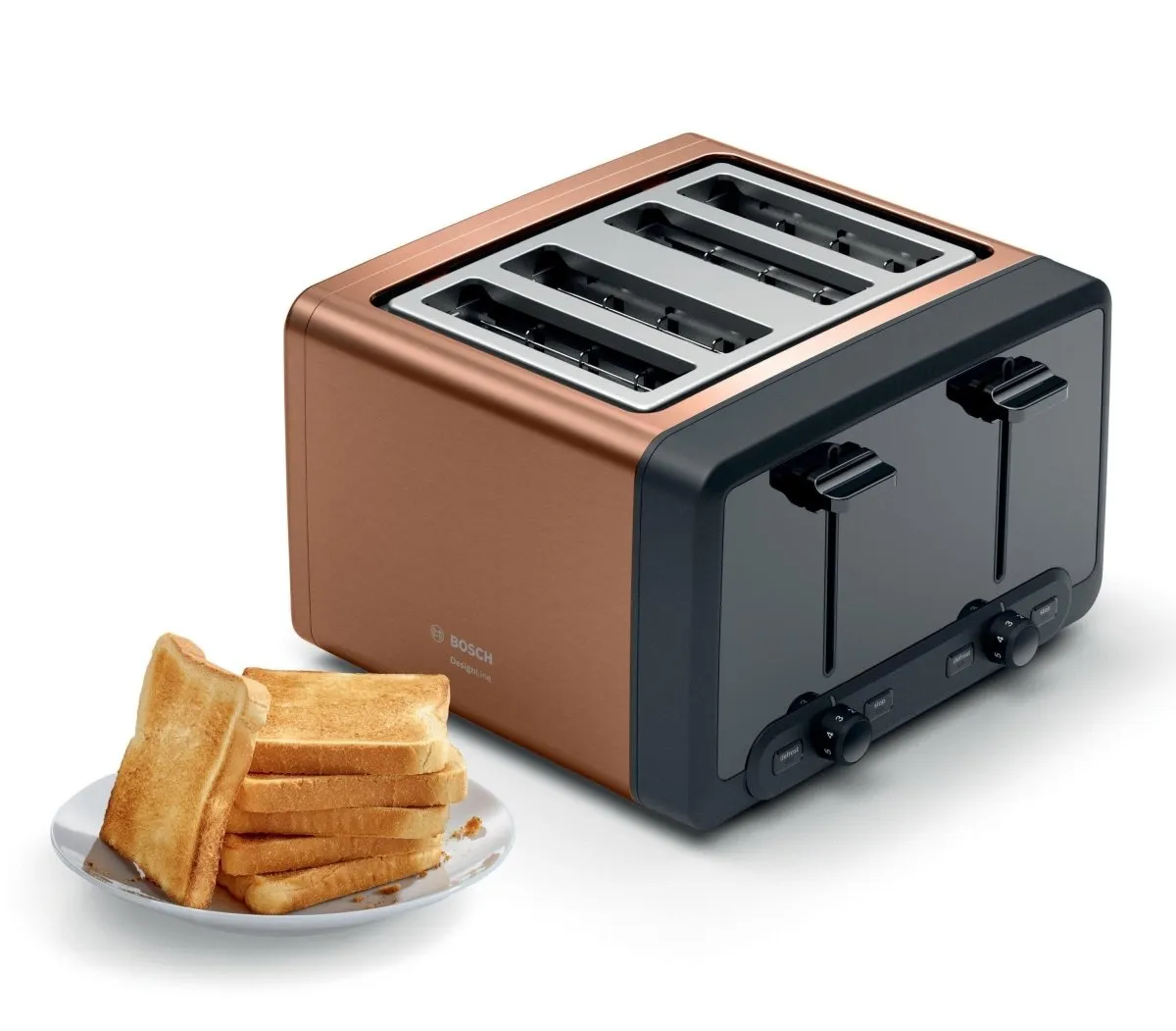 Bosch TAT4P449GB 4-Slice Toaster, Copper