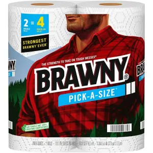 Brawny Pick-A-Size 44375 Paper Towel, 5-1/2 in L, 11 in W, 2-Ply, 2/PK :EA: QUANTITY: 12