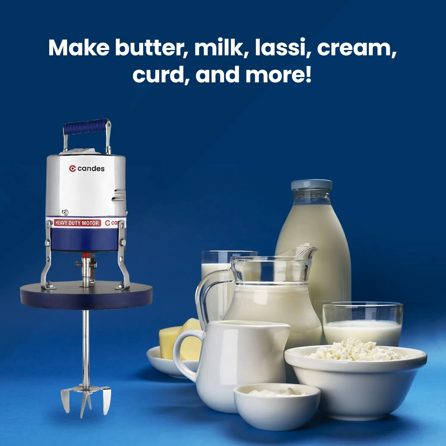 Candes Copper 12L Electric Madhani For Making Butter Milk, Lassi, Cream, Curd - 125 Watts (White Blue)