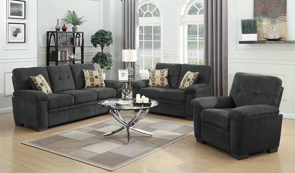 Charcoal - Fairbairn Upholstered Sofa Charcoal