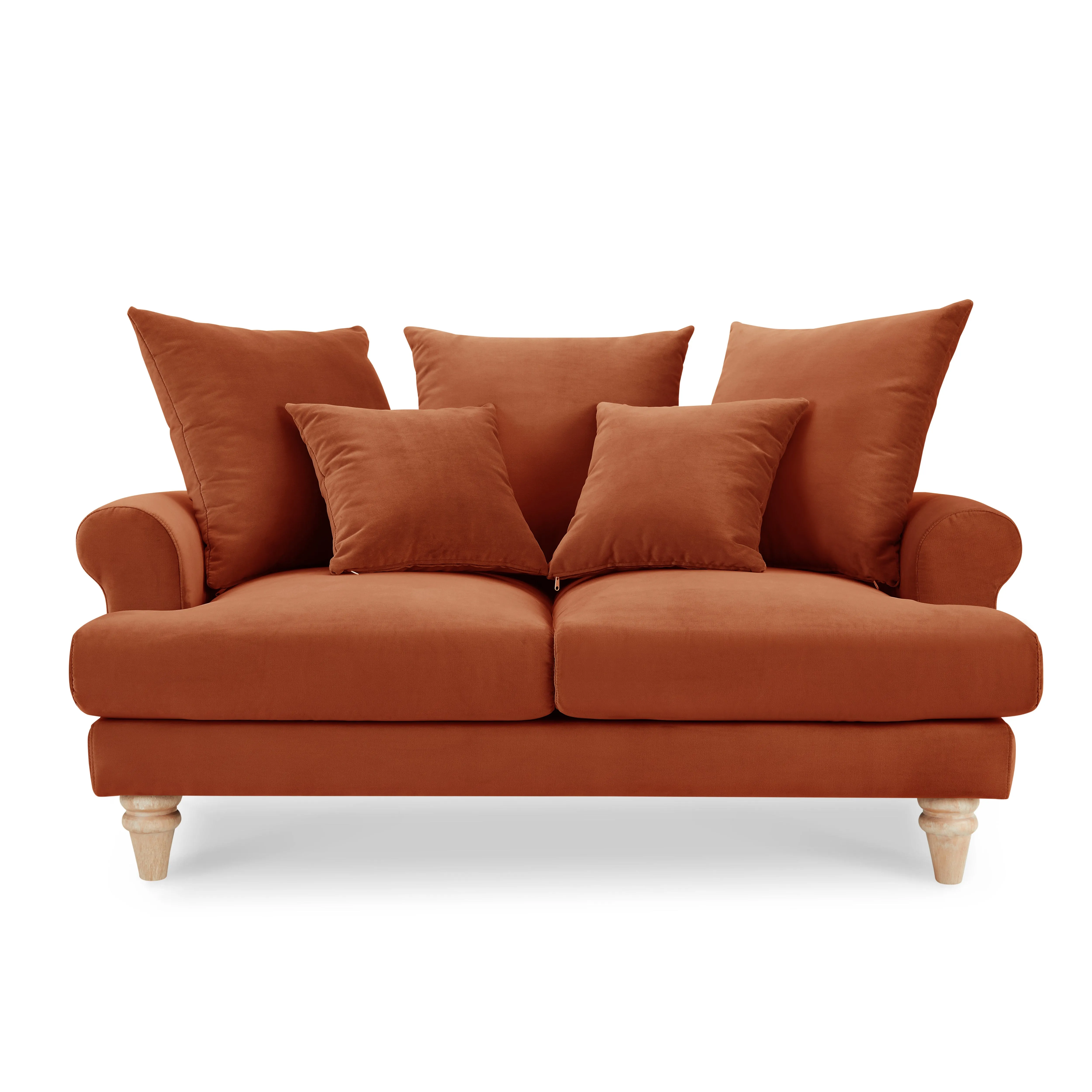 Churchill 2 3 Seater Sofa Set With Scatter Back Cushions, Luxury Burnt Orange Velvet