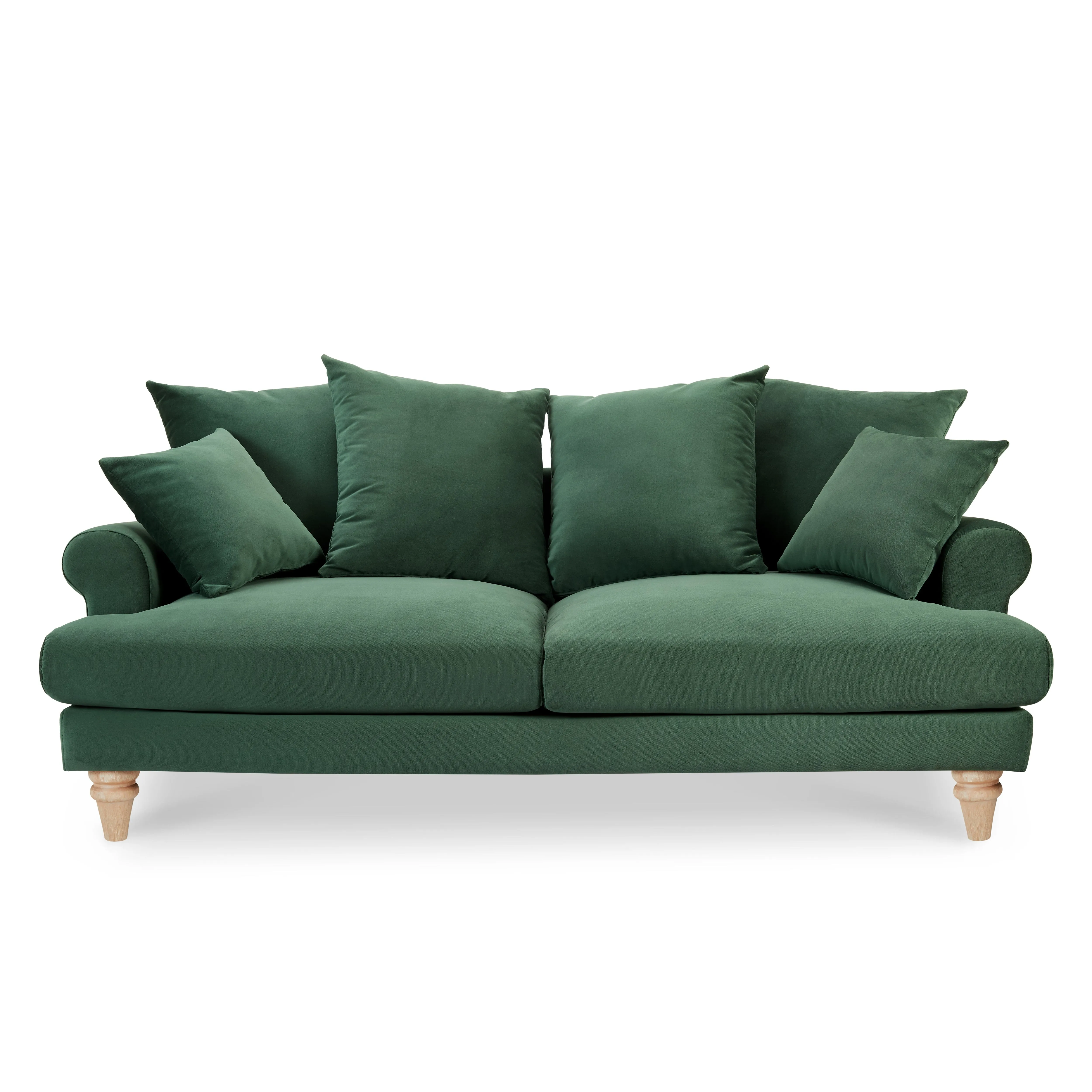 Churchill 2 3 Seater Sofa Set With Scatter Back Cushions, Luxury Dark Green Velvet