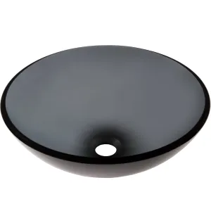 Clear Slate Grey Round Tempered Glass Vessel Bath Sink TIS-168G