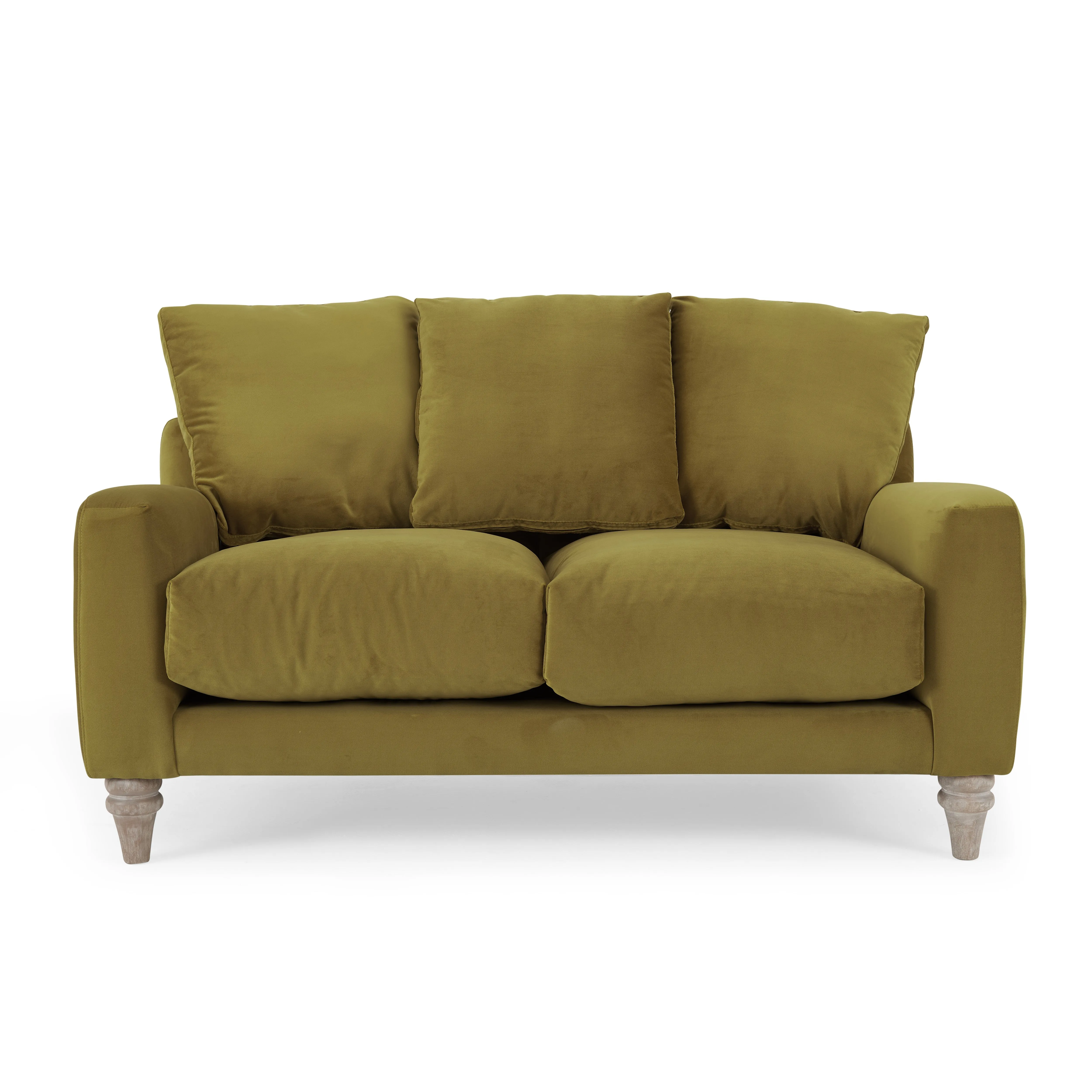 Covent 2 Seater Sofa With Scatter Back Cushions, Luxury Olive Green Velvet