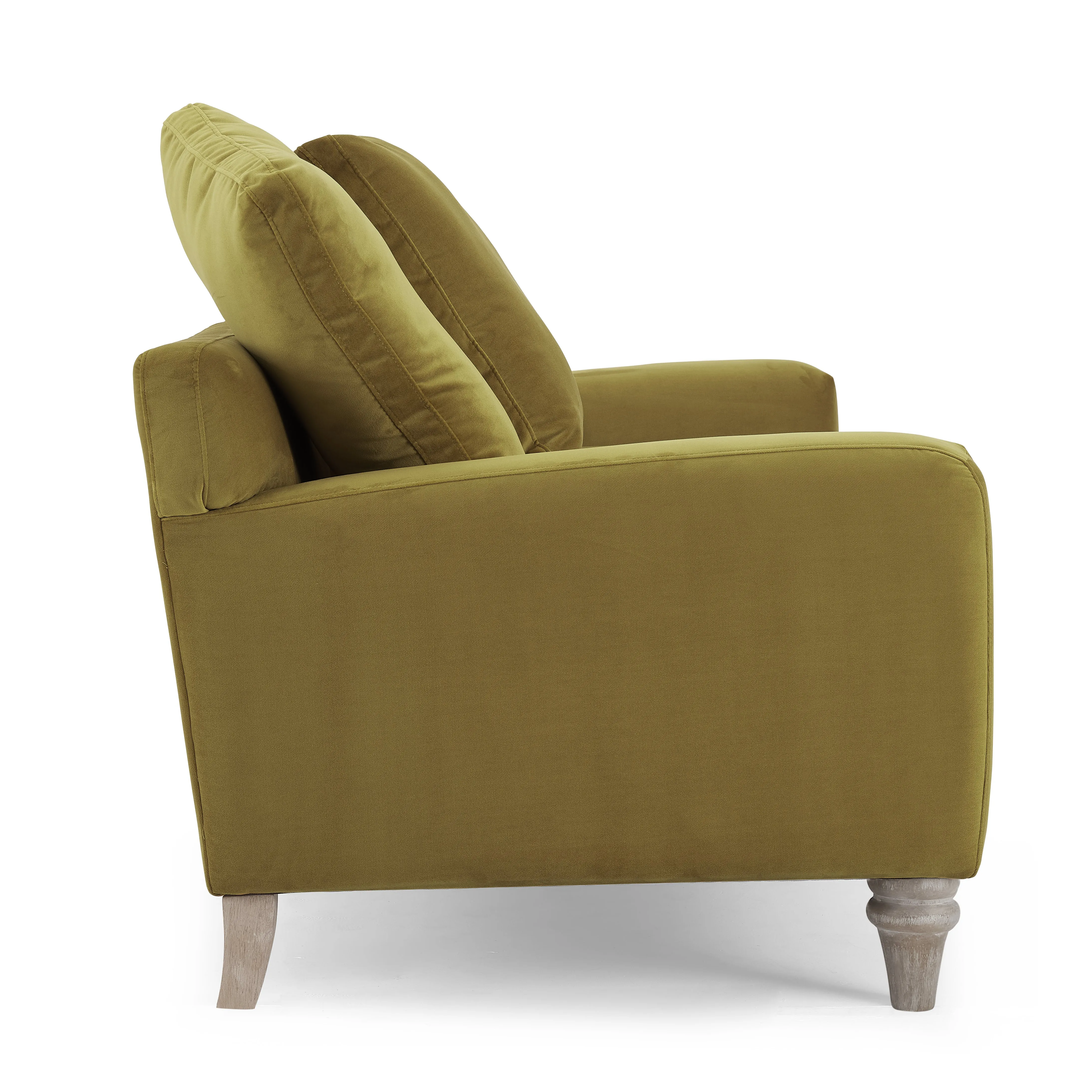 Covent 2 Seater Sofa With Scatter Back Cushions, Luxury Olive Green Velvet