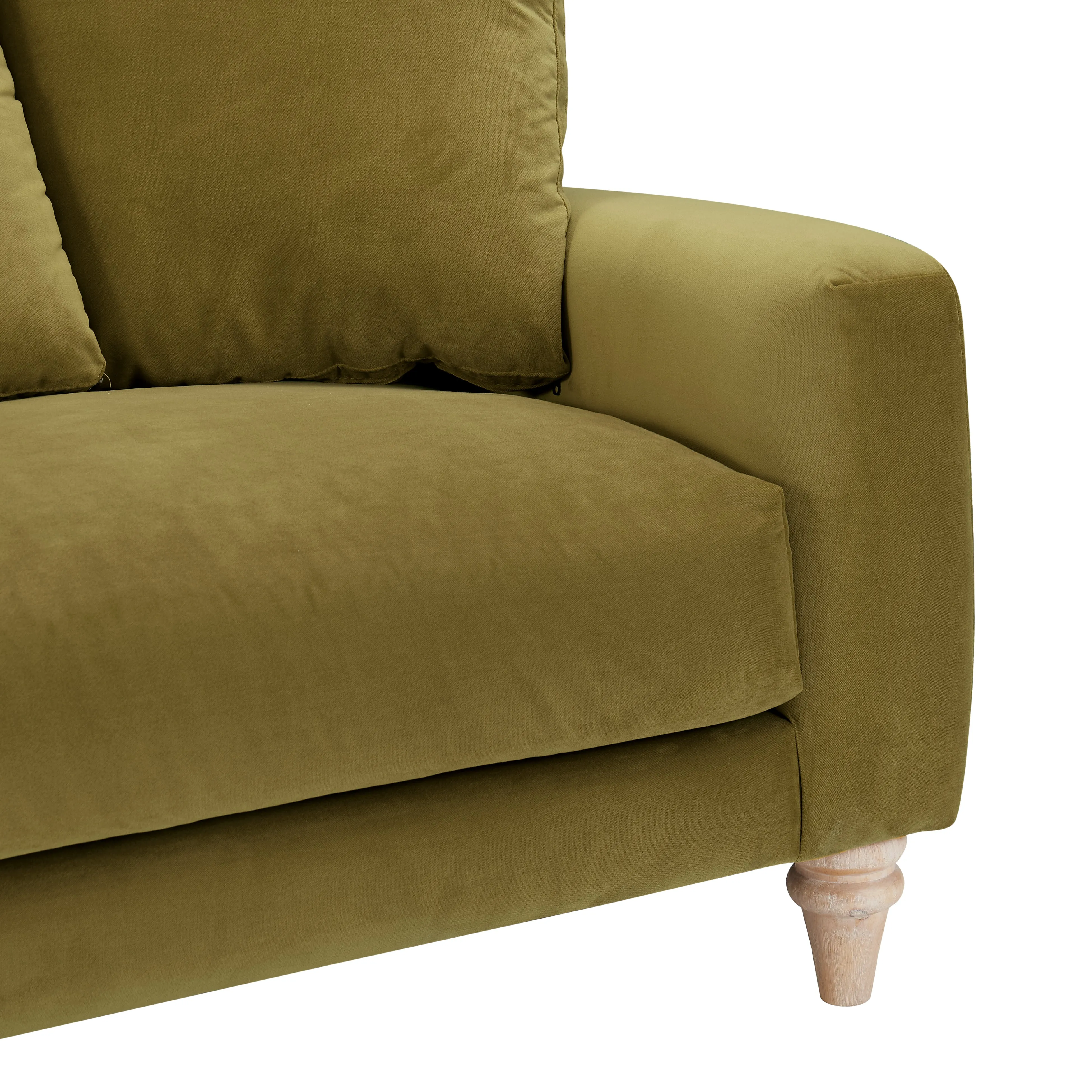 Covent 2 Seater Sofa With Scatter Back Cushions, Luxury Olive Green Velvet