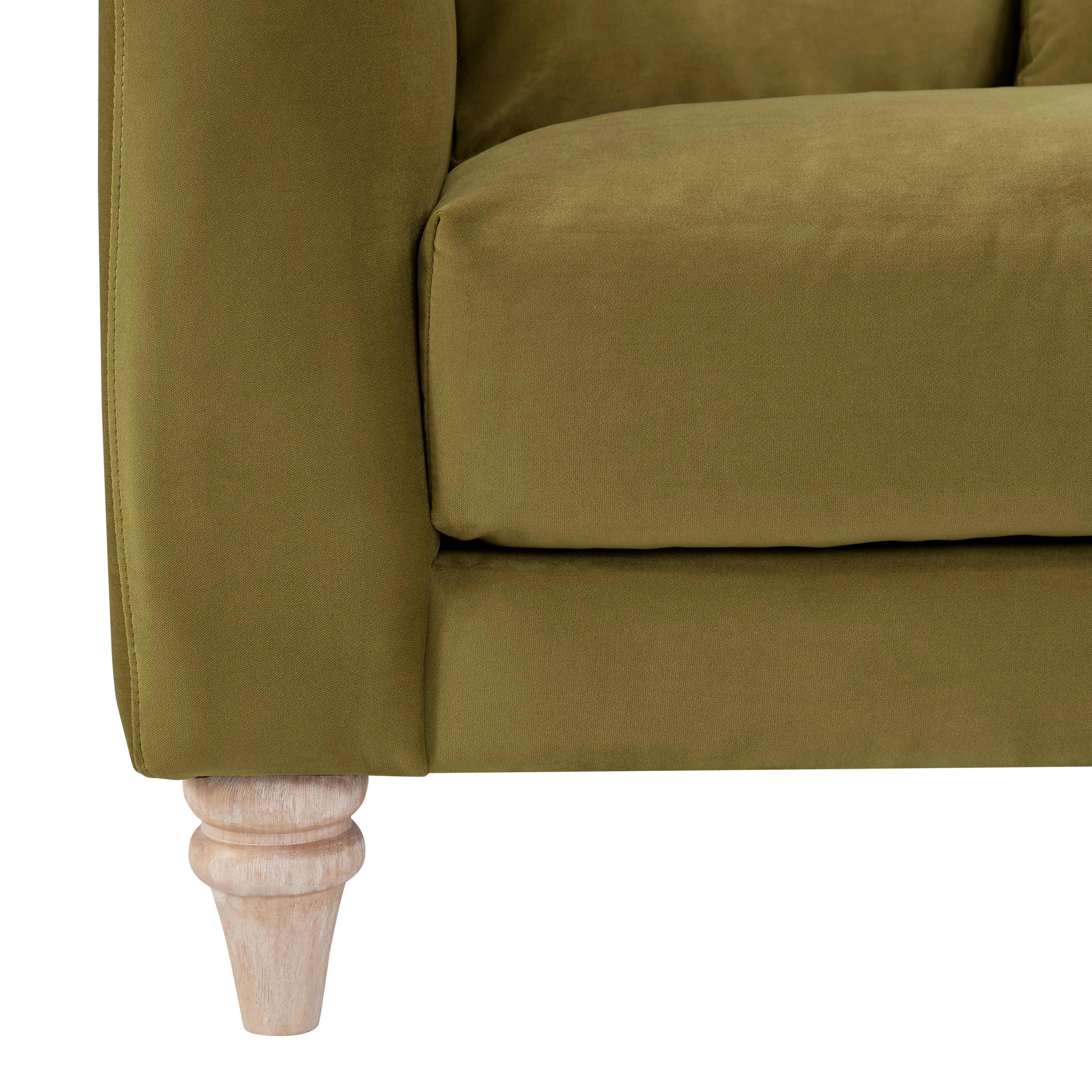 Covent 2 Seater Sofa With Scatter Back Cushions, Luxury Olive Green Velvet