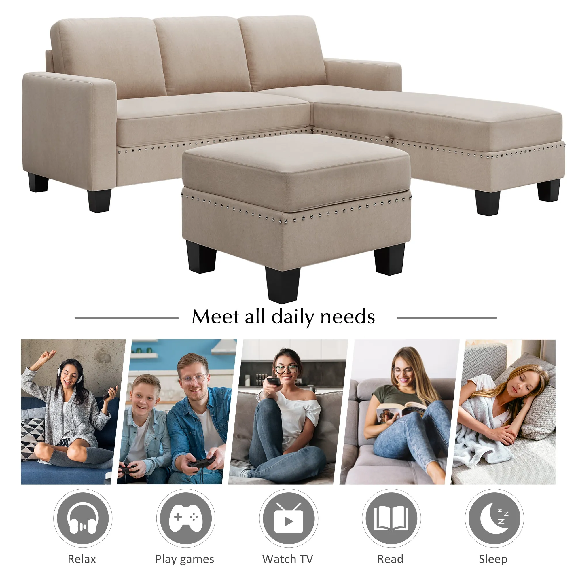 Cozy Haven Reversible Sectional Couch Set