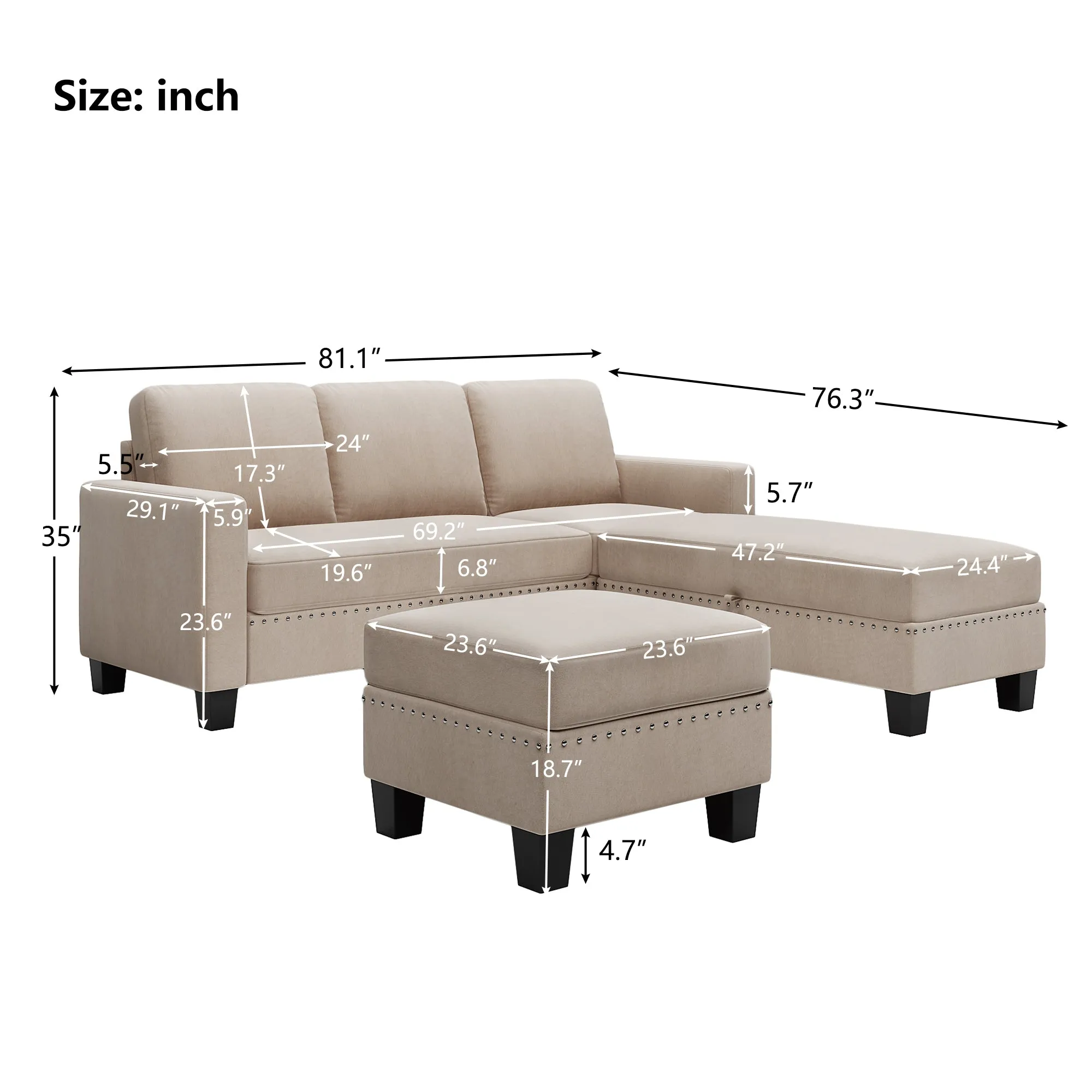 Cozy Haven Reversible Sectional Couch Set