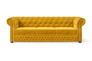 Cuneo 3 Seater Sofa Yellow Velvet