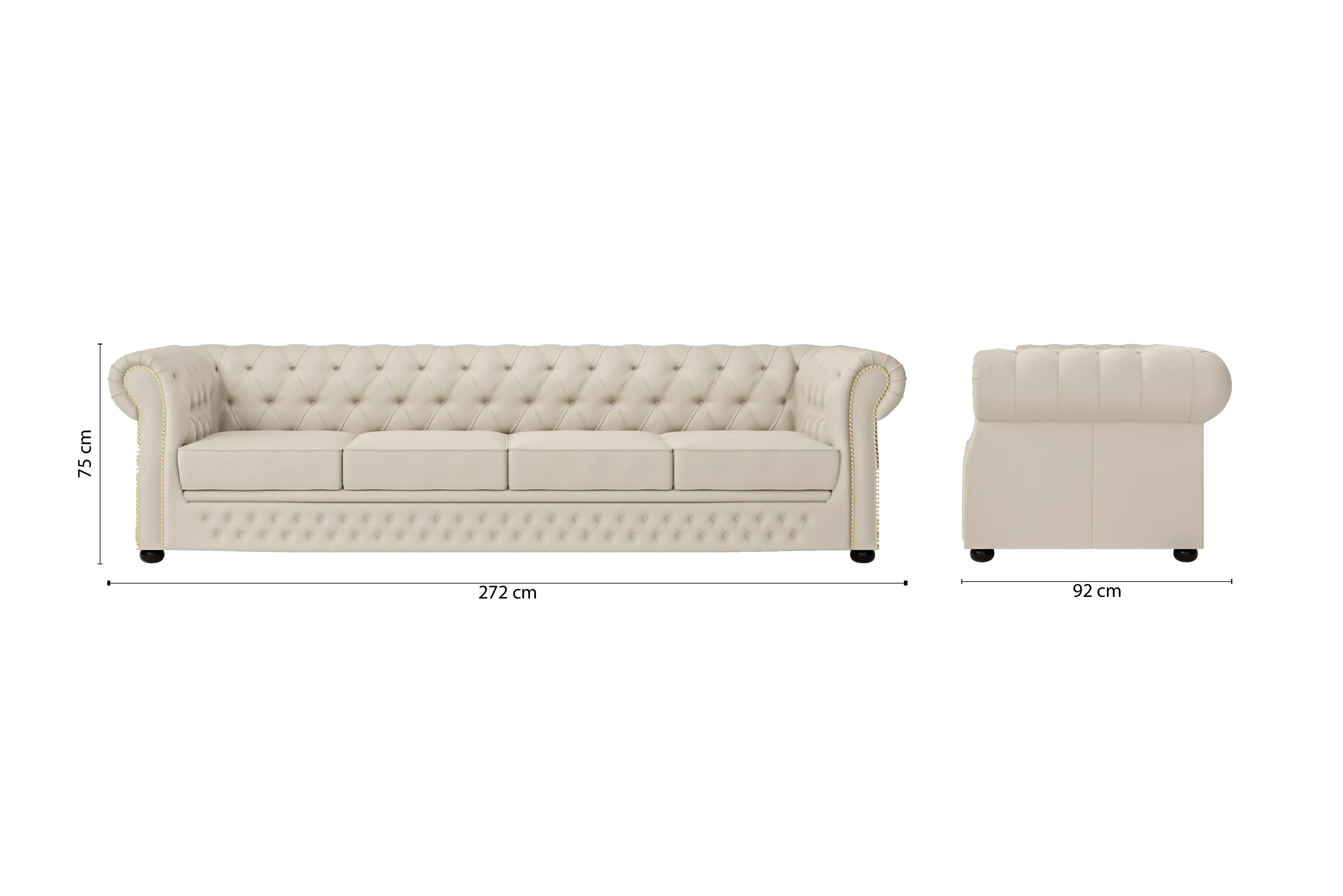 Cuneo 4 Seater Sofa Cream Leather