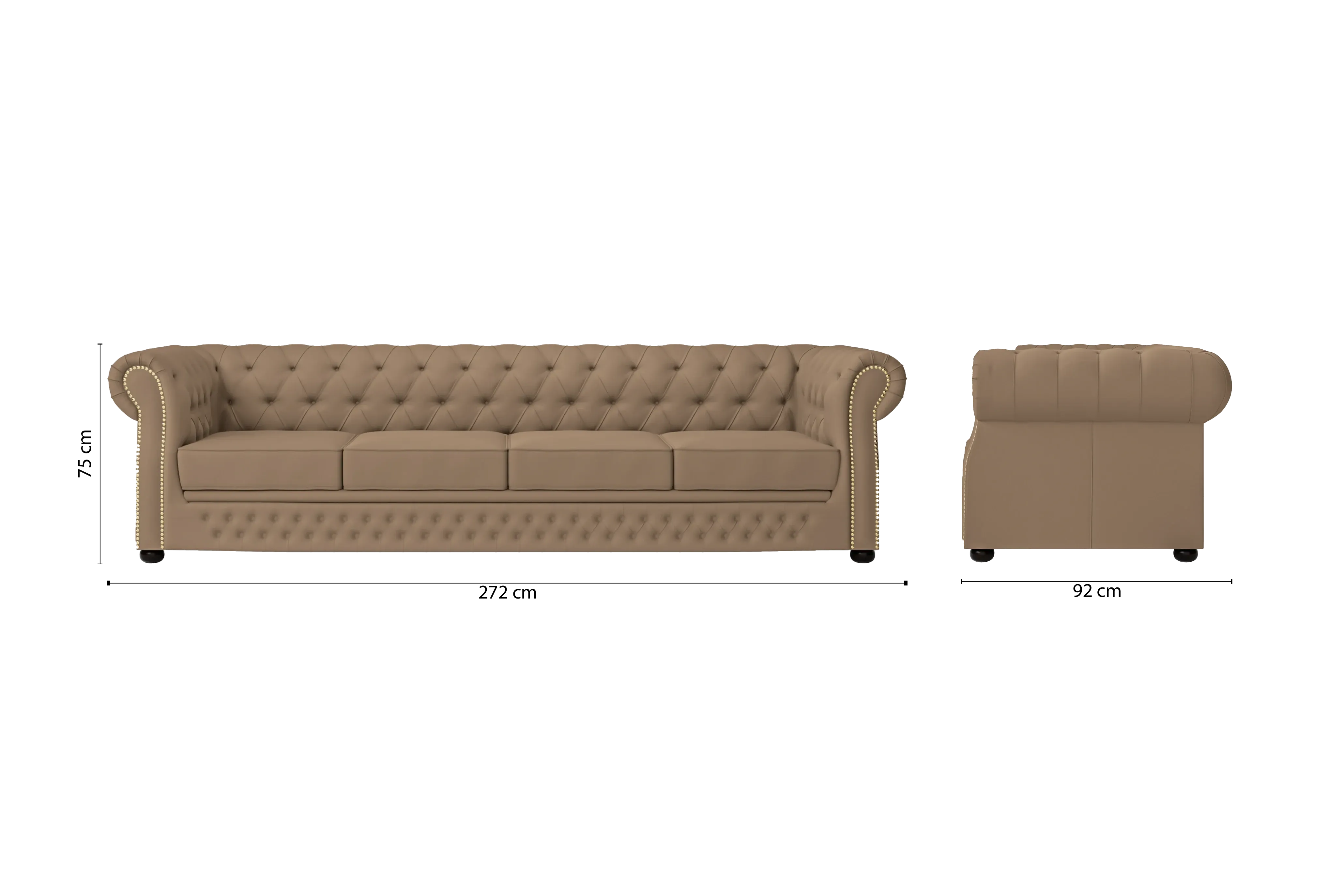 Cuneo 4 Seater Sofa Stone Leather