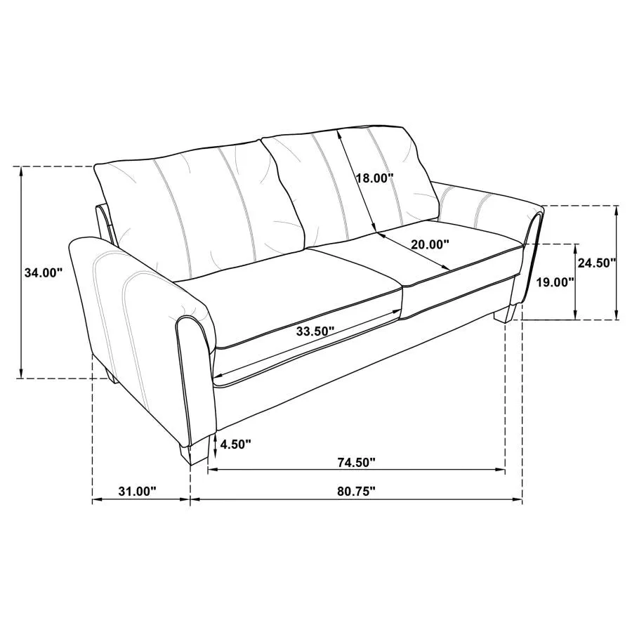 Davis Upholstered Rolled Arm Loveseat Grey