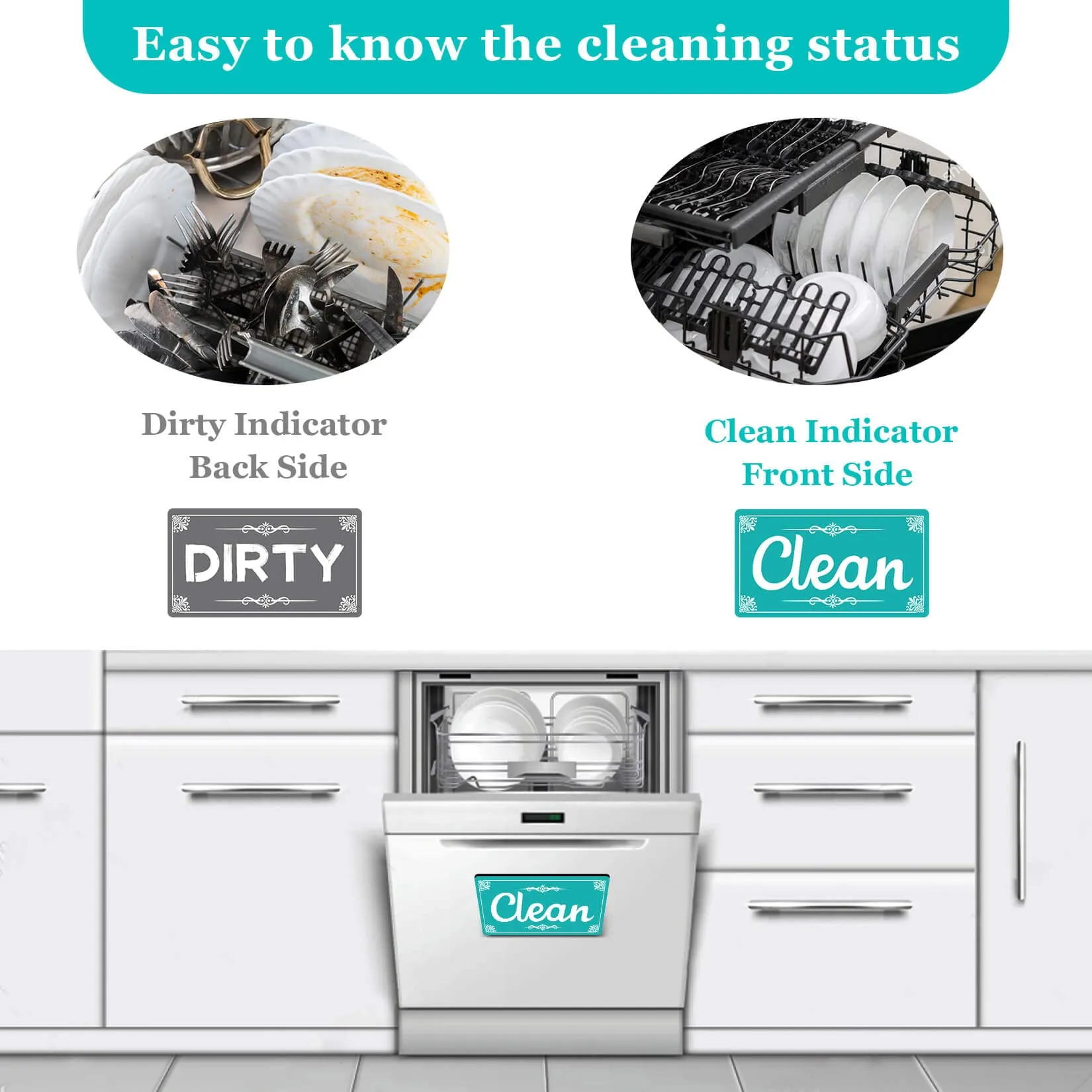 Dirty Clean Dishwasher Magnet,Dishwasher Magnet Clean Dirty Sign Magnet for Dishwasher Dish Bin That Says Clean or Dirty Dish Washer Refrigerator for Kitchen Organization and Storage Necessities