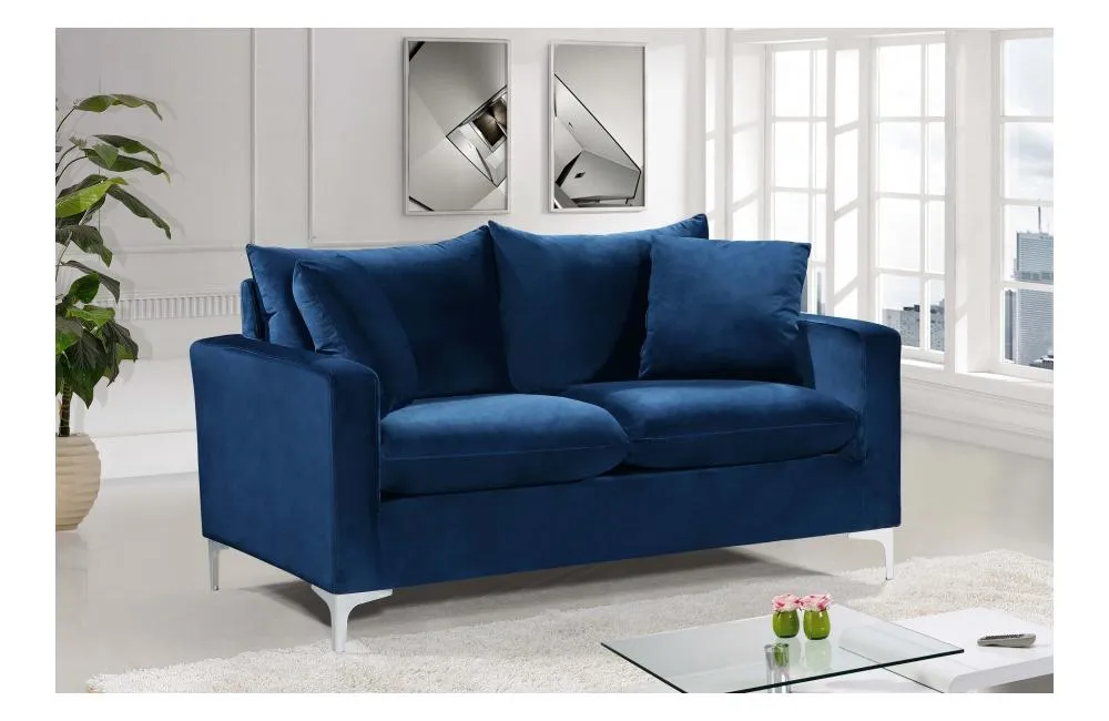 Dottie Chrome Navy Love Seat