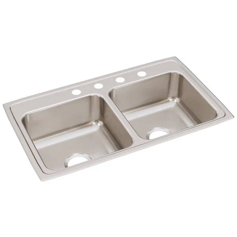 Elkay Lustertone Classic 19.5" x 33" x 7.63" Double Basin Drop-In Sink