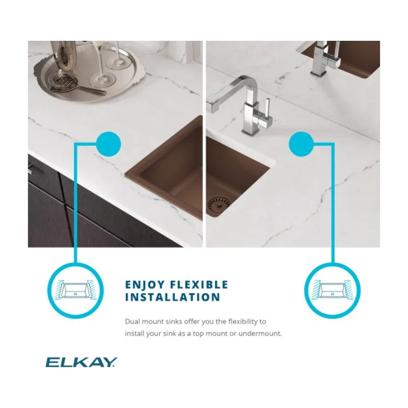 Elkay Quartz Classic 15.75" x 15.75" x 7.69" Single Basin Dual-Mount Bar Sink