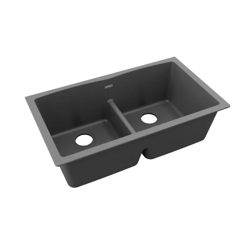 Elkay Quartz Classic 19" x 33" x 10" Double Basin Undermount Sink