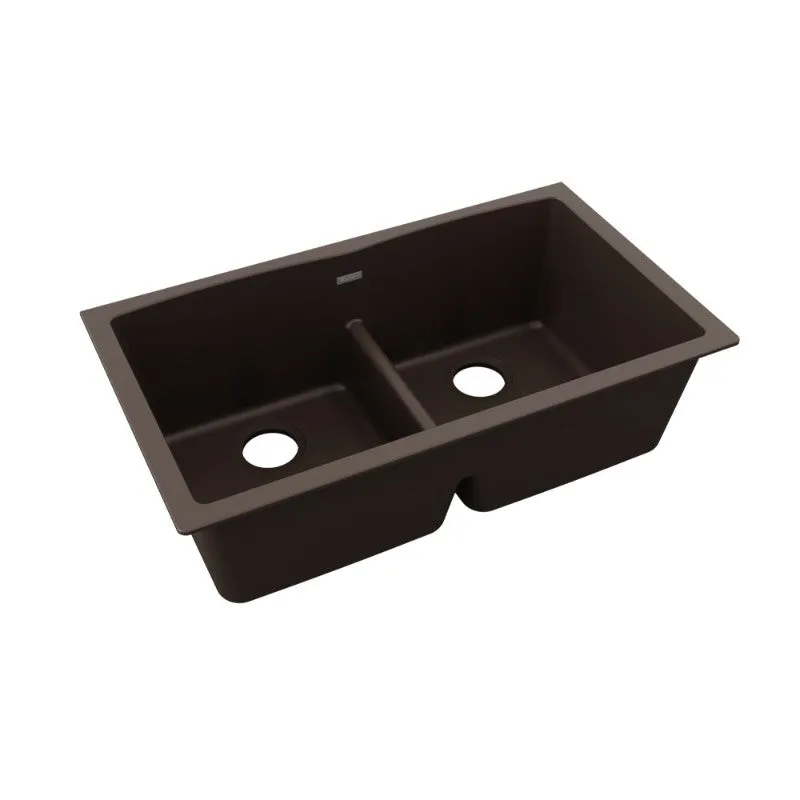 Elkay Quartz Classic 19" x 33" x 10" Double Basin Undermount Sink