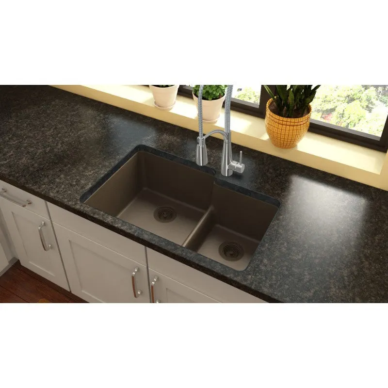 Elkay Quartz Classic 20.5" x 33" x 9.5" Double Basin Undermount Sink