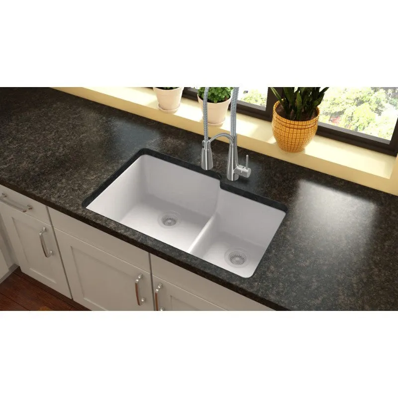 Elkay Quartz Classic 20.5" x 33" x 9.5" Double Basin Undermount Sink