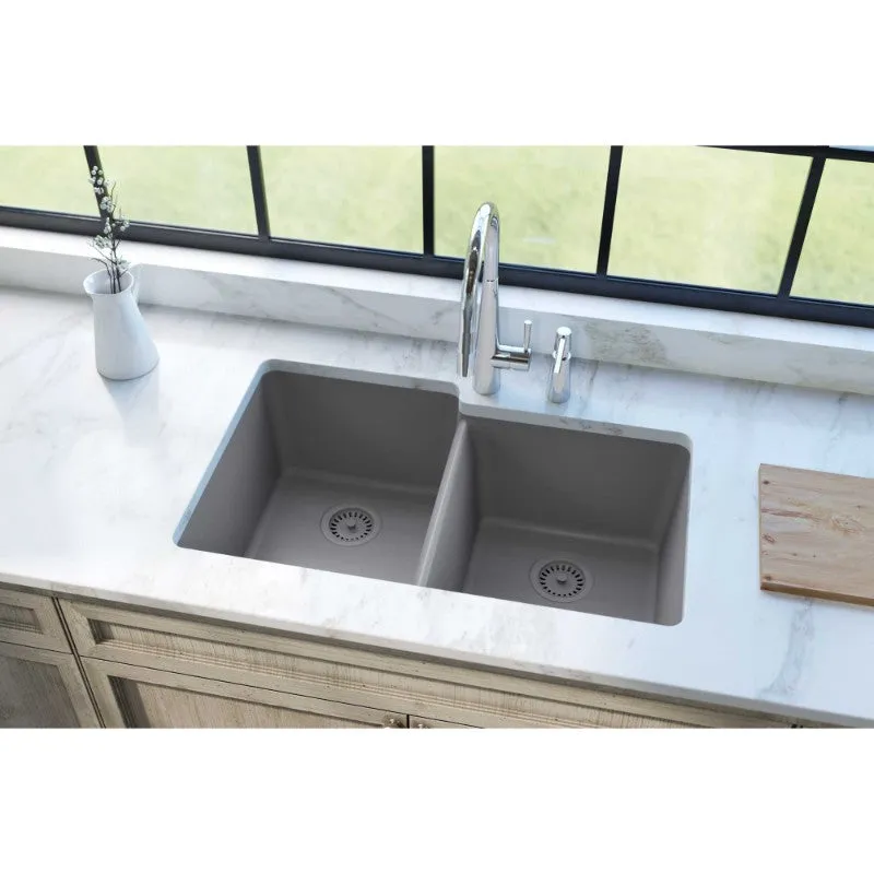 Elkay Quartz Classic 20.5" x 33" x 9.5" Double Basin Undermount Sink